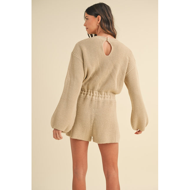 MABLE Round Neck Long Sleeve Sweater Romper