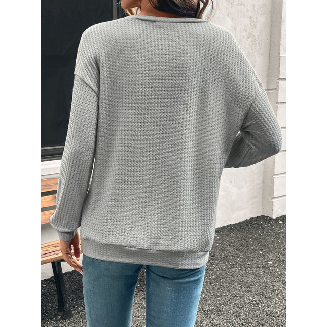 Round Neck Dropped Shoulder Long Sleeve T-Shirt