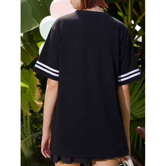 Letter Graphic Round Neck Half Sleeve T-Shirt