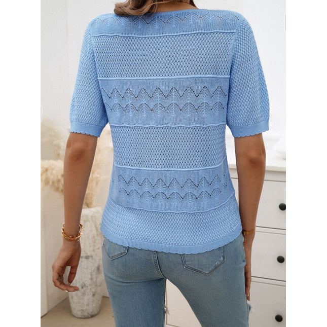 Round Neck Half Sleeve Knit Top