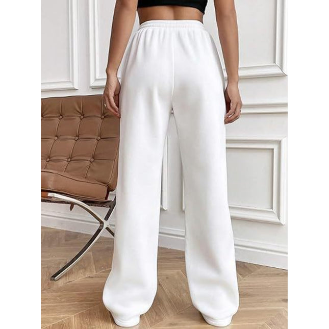 Drawstring Wide Leg Pants with Pockets