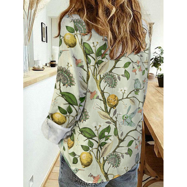 Printed Collared Neck Long Sleeve Shirt