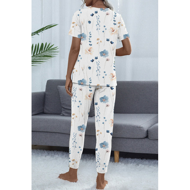 Printed Round Neck Top and Pants Set