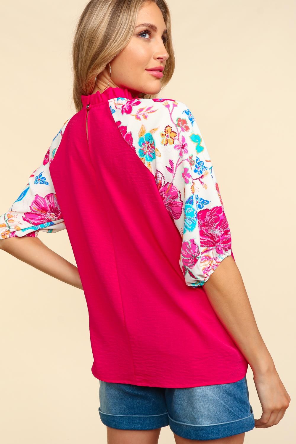 Haptics Frill Mock Neck Half Sleeve Blouse – Vickie Lynn's