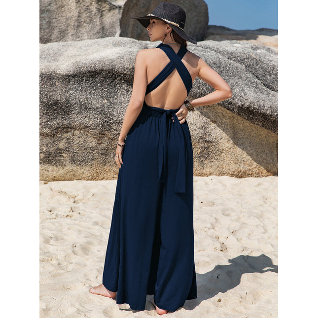 Surplice Wide Leg Jumpsuit with Free Tie