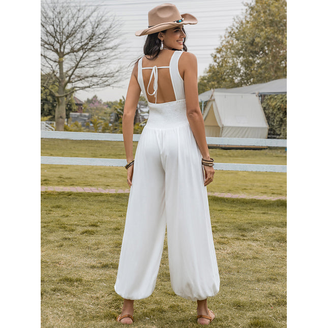 Backless Wide Strap Wide Leg Jumpsuit