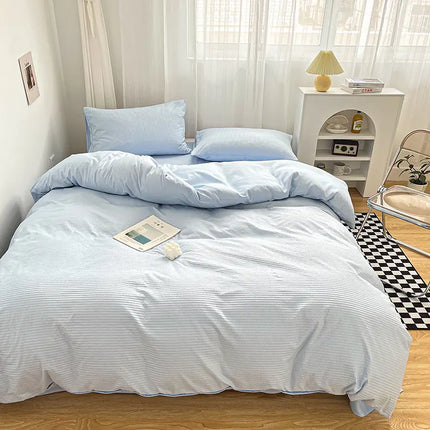 High Quality Bedding Set Skin Friendly Fabric Quilt Cover Set Single Double King Size Solid Color Duvet Cover Set