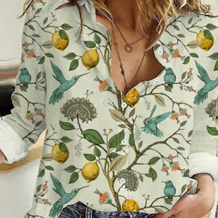 Printed Collared Neck Long Sleeve Shirt