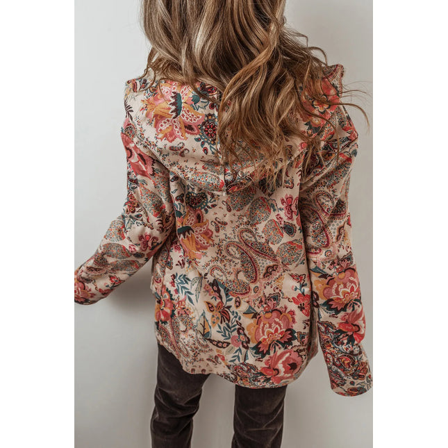 Printed Long Sleeve Hooded Jacket