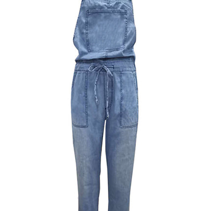 Denim Jumpsuit Loose Fashion Elastic Mid Waist Jumpsuit Women's Pants