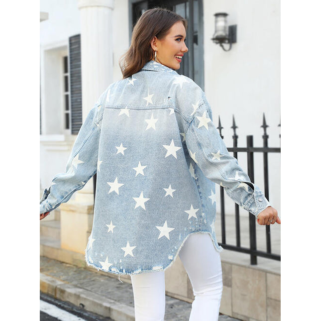 Star Denim Jacket with Pockets