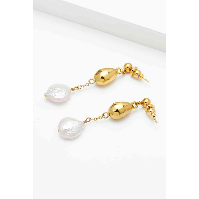 18K Gold-Plated Two-Tone Pearl Drop Earrings