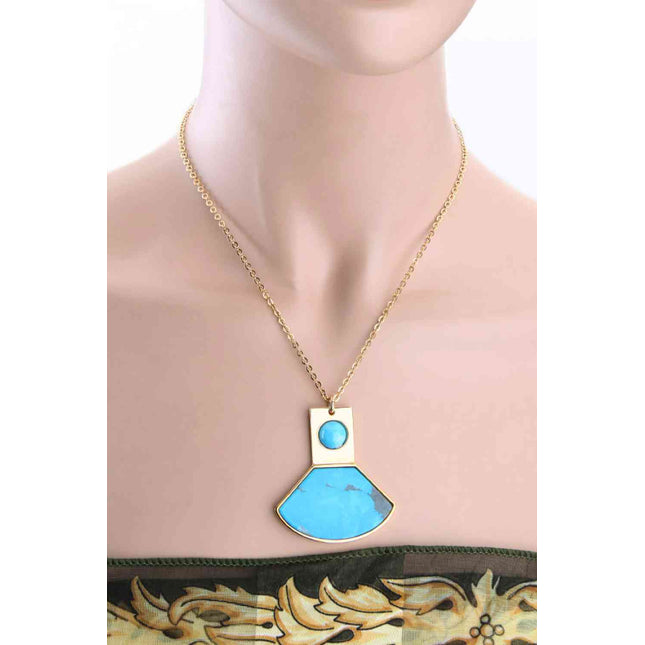 18K Gold Plated Turquoise Pendant Necklace