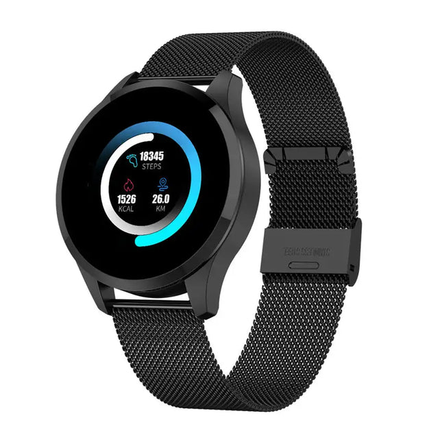 Color: Black steel strap - Round screen smart watch