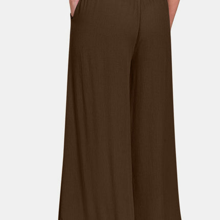 Zenana Woven Wide Leg Pants With Pockets