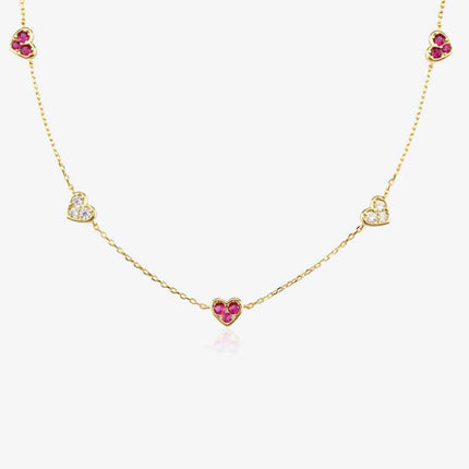 Inlaid Zircon Heart Necklace