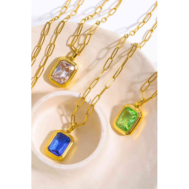 Zircon 18K Gold-Plated Geometrical Shape Pendant Necklace