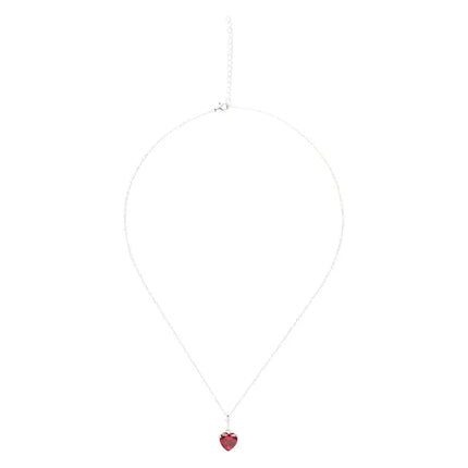 925 Sterling Silver Red Heart Pendant Necklace (partner)