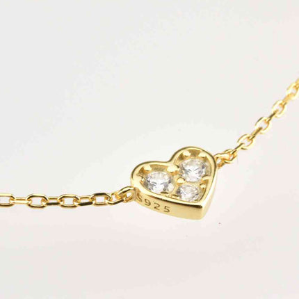 Inlaid Zircon Heart Necklace