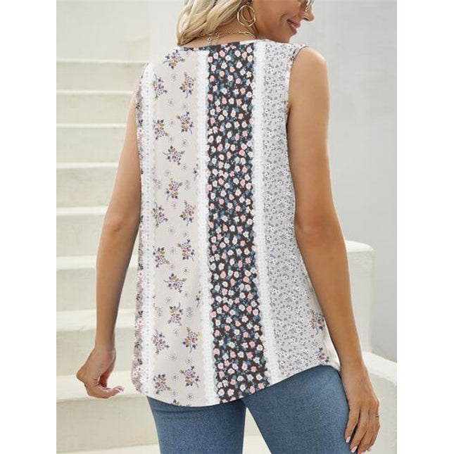 Printed Square Neck Wide Strap Tank