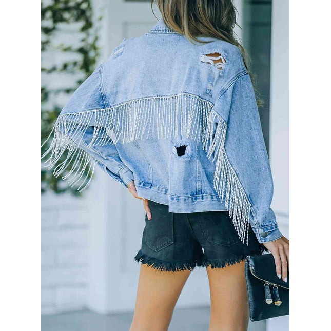 Distressed Fringe Denim Jacket