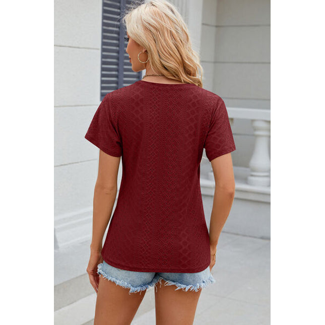 Eyelet Surplice Short Sleeve T-Shirt