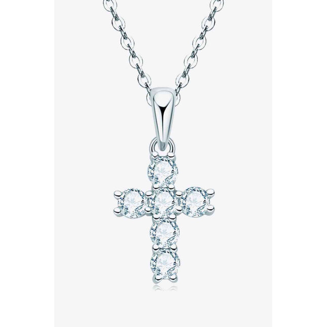 925 Sterling Silver Cross Moissanite Pendant Necklace