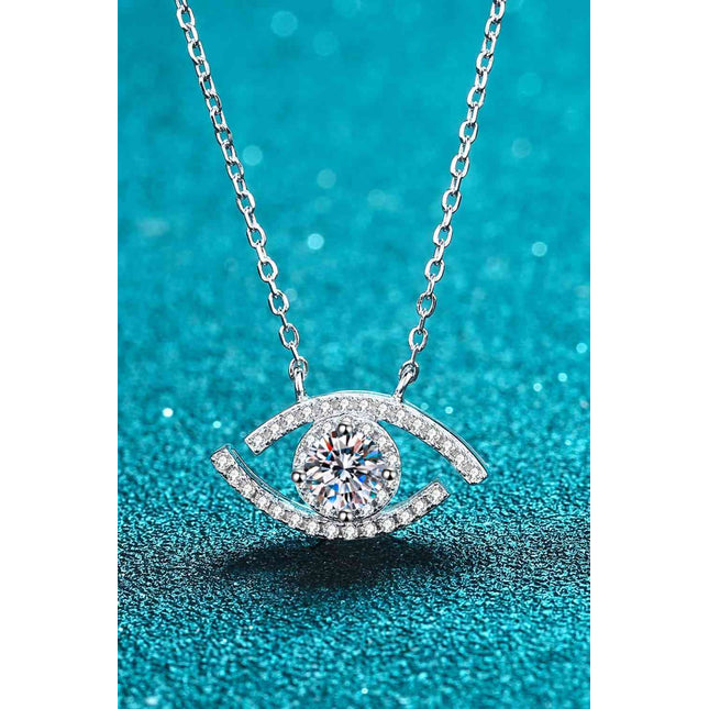 Moissanite Evil Eye Pendant 925 Sterling Silver Necklace