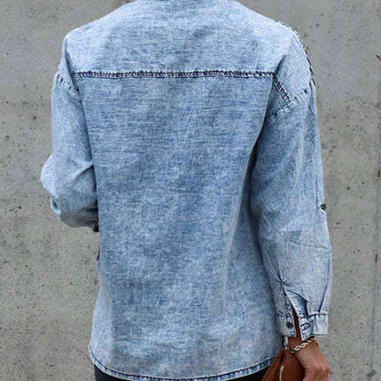 Button Front Collared Denim Jacket