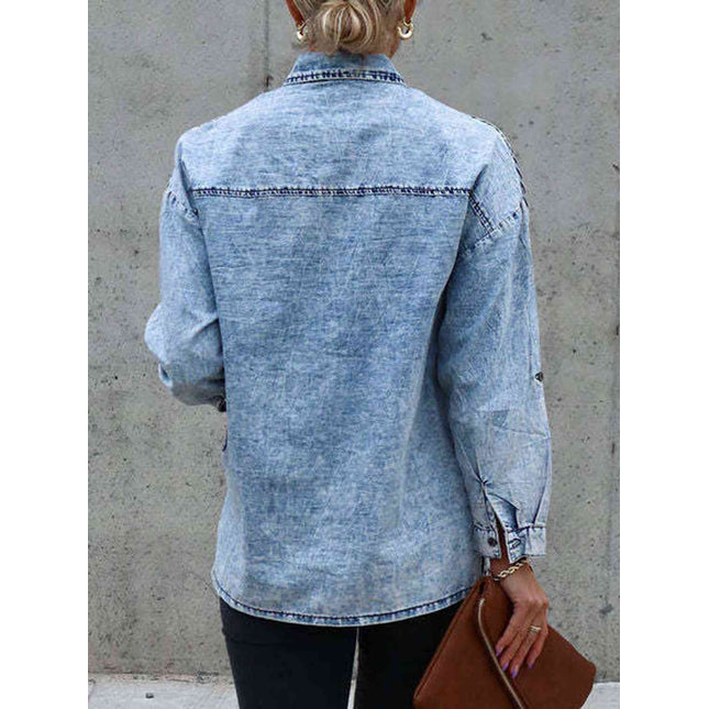 Button Front Collared Denim Jacket