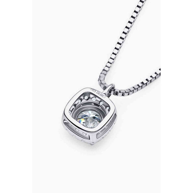 Moissanite Pendant Platinum-Plated Necklace