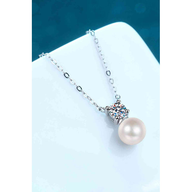 925 Sterling Silver Freshwater Pearl Moissanite Necklace