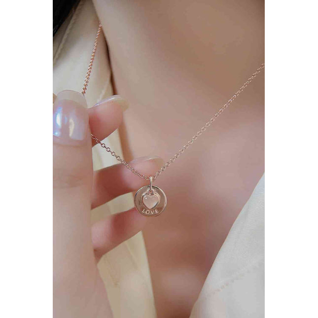 Moonstone LOVE Heart Pendant 925 Sterling Silver Necklace