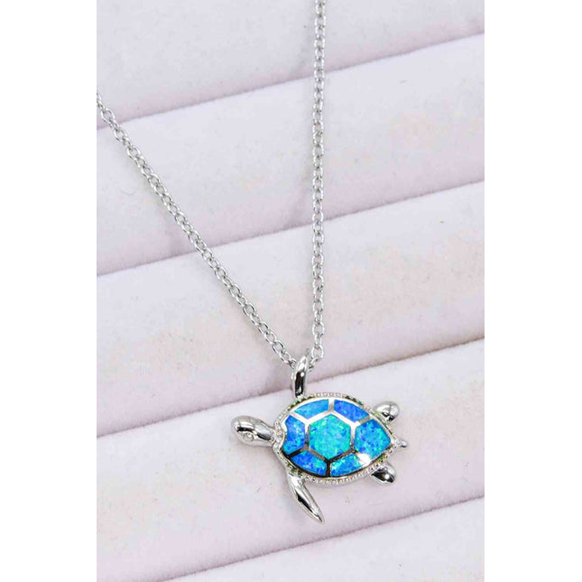 Opal Turtle Pendant Chain-Link Necklace