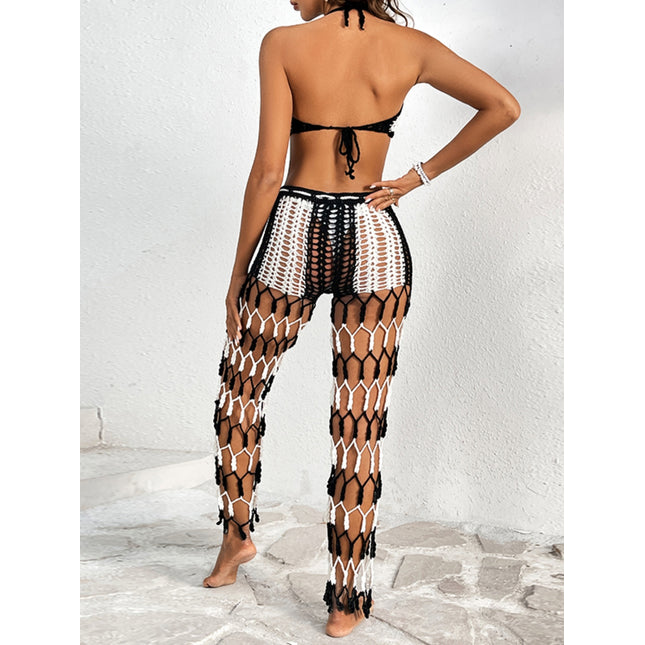 Cutout Halter Neck Top and Pants Two-Piece Swim Set