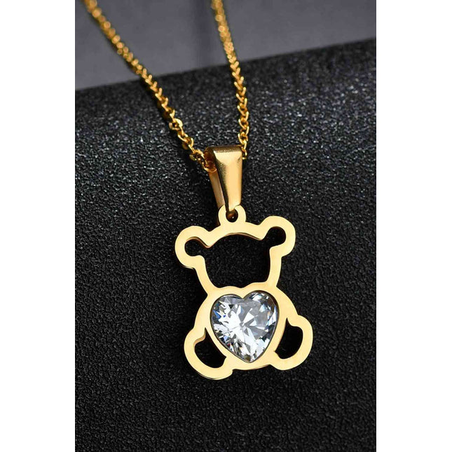 Bear Pendant Stainless Steel Necklace