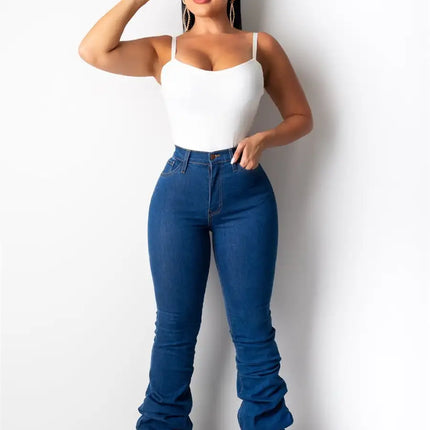 Fashion Skinny Stacked High Waist Denim Jeans