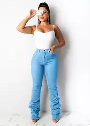 Fashion Skinny Stacked High Waist Denim Jeans