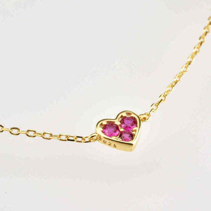 Inlaid Zircon Heart Necklace