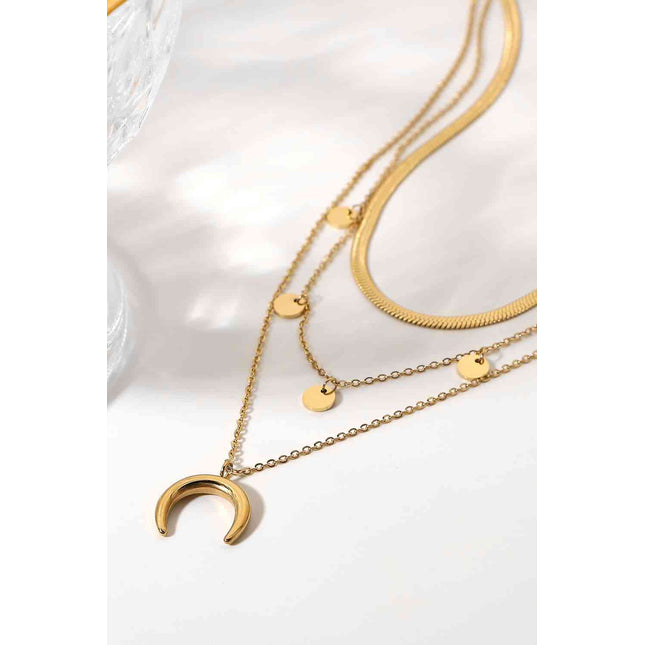 18K Gold-Plated Moon Shape Pendant Necklace