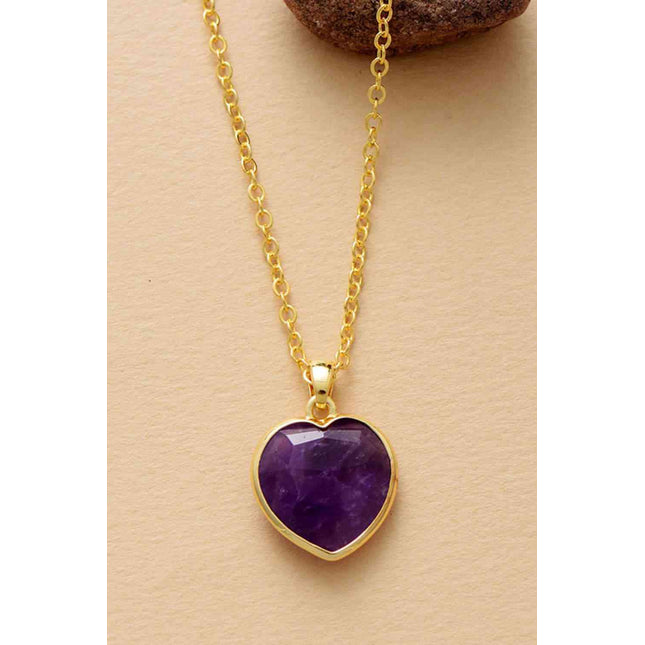 Natural Stone Heart Pendant Necklace