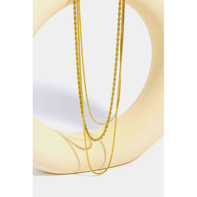 Stainless Steel 18K Gold-Plated Triple Layer Necklace