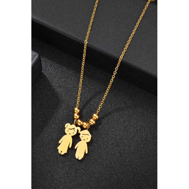 Boy and Girl Pendant Stainless Steel Necklace