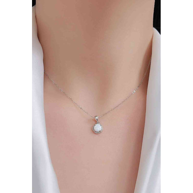 Opal Round Pendant Chain Necklace