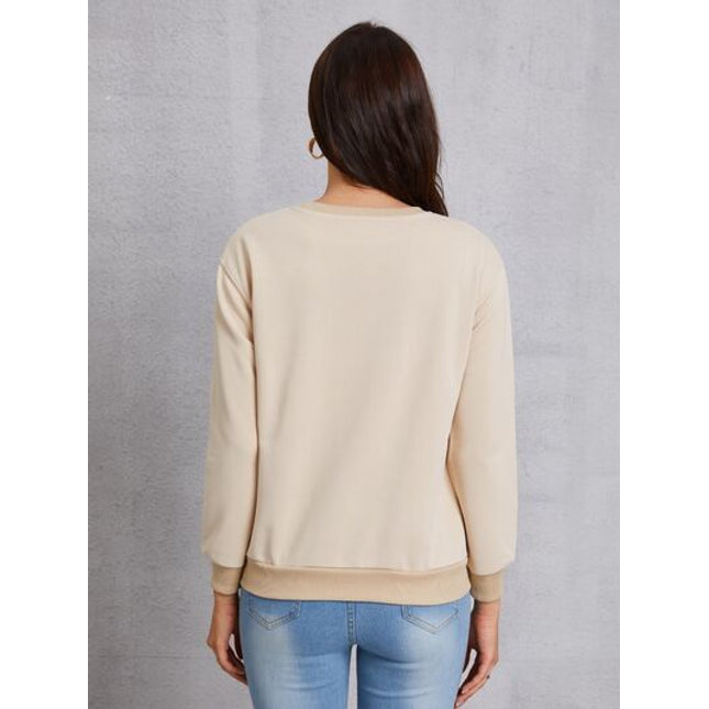 LOVE Round Neck Dropped Shoulder Sweatshirt