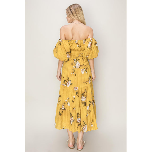 HYFVE Floral Puff Sleeve Tiered Dress