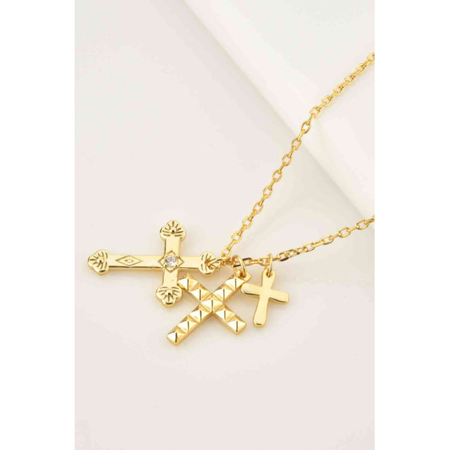 Inlaid Zircon Cross Pendant 925 Sterling Silver Necklace