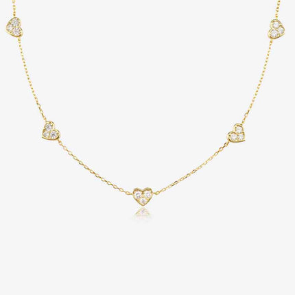 Inlaid Zircon Heart Necklace