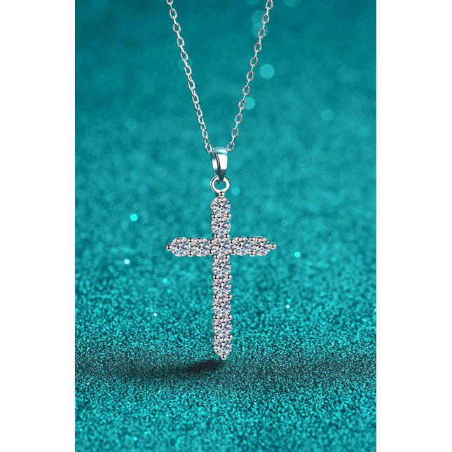 Adored 925 Sterling Silver Cross Moissanite Necklace