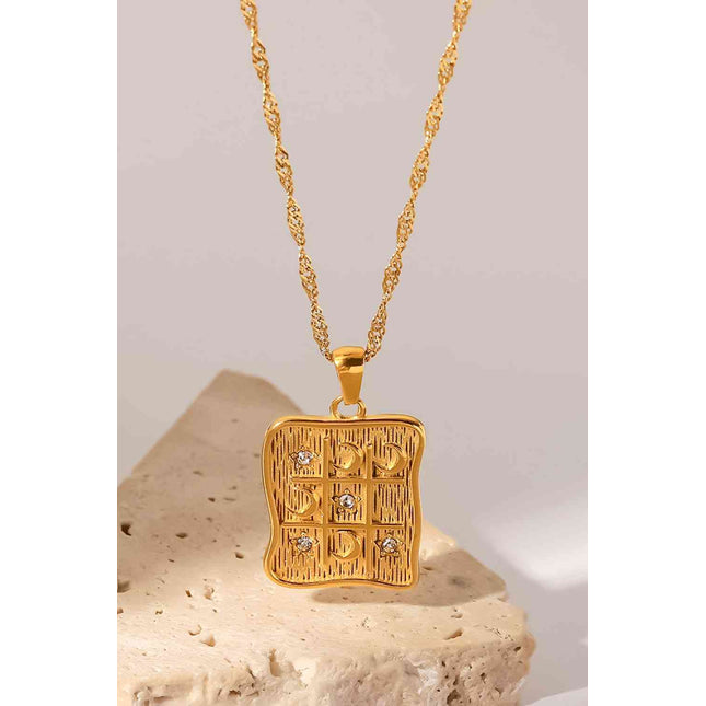 Cubic Zirconia Geometric Pendant Necklace